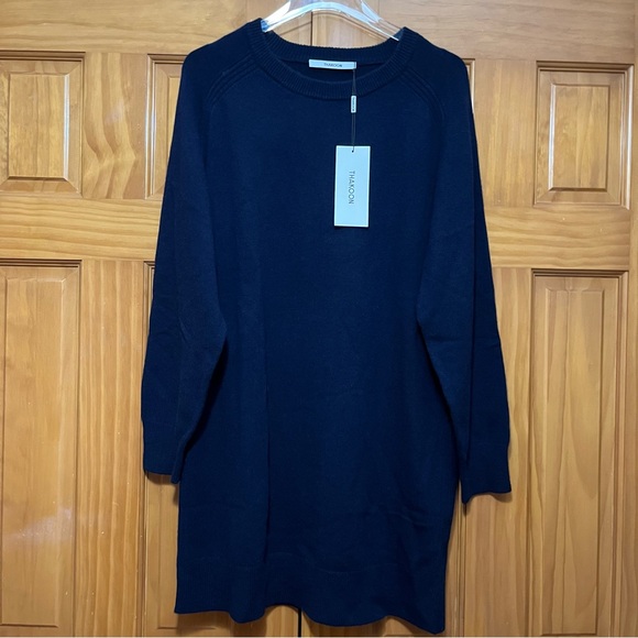 Thakoon Midnight Navy Wool Sweater Dress Size XL NWT